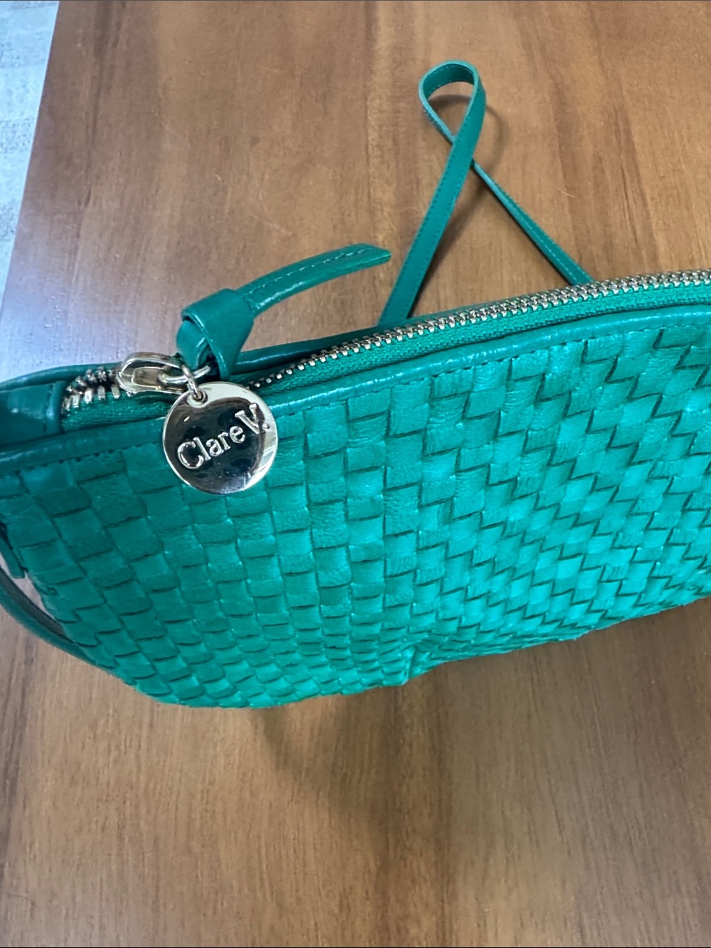 Clare V Petit Moyen - Green Woven checker - Picture 6 of 7